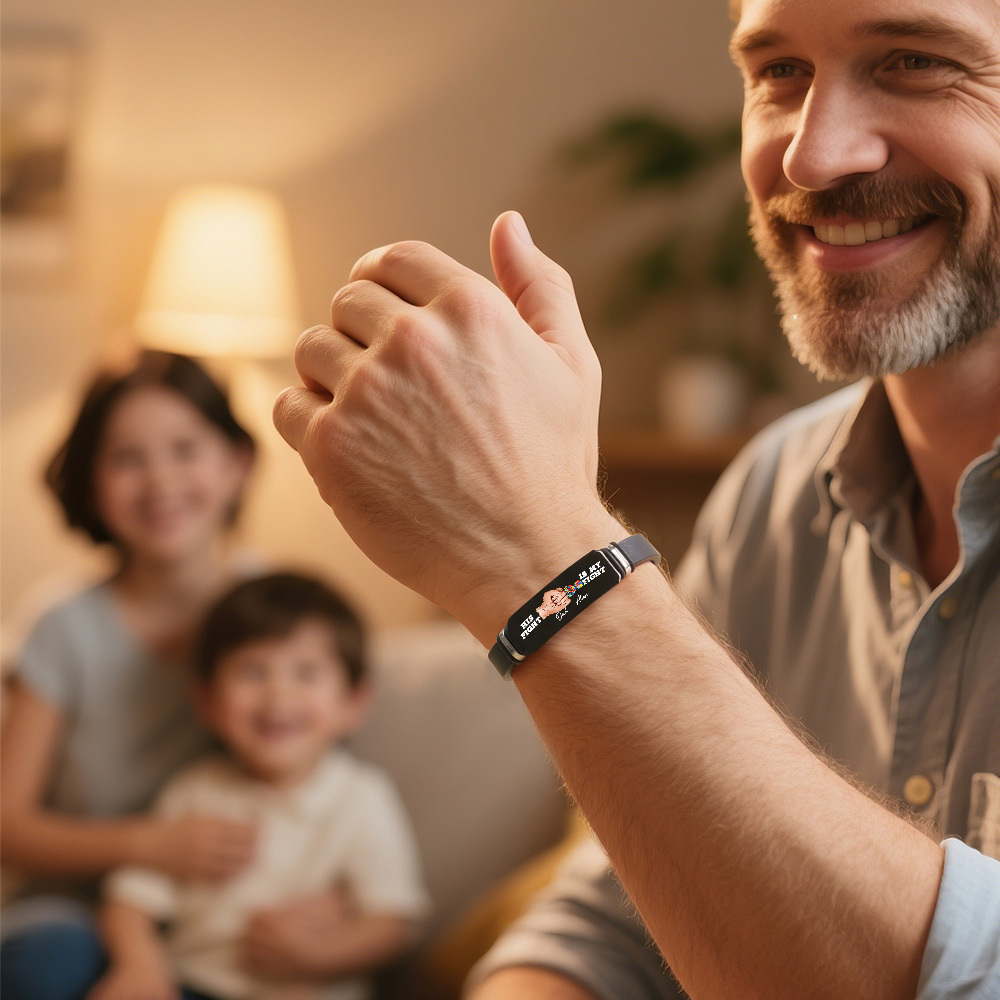 Gepersonaliseerde Naamarmband Voor Vaders, Familiecadeau, Vaderdagcadeau, Autisme-familiecadeau - SokkenFoto