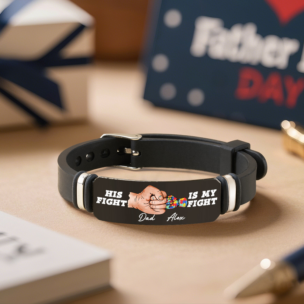 Gepersonaliseerde Naamarmband Voor Vaders, Familiecadeau, Vaderdagcadeau, Autisme-familiecadeau - SokkenFoto