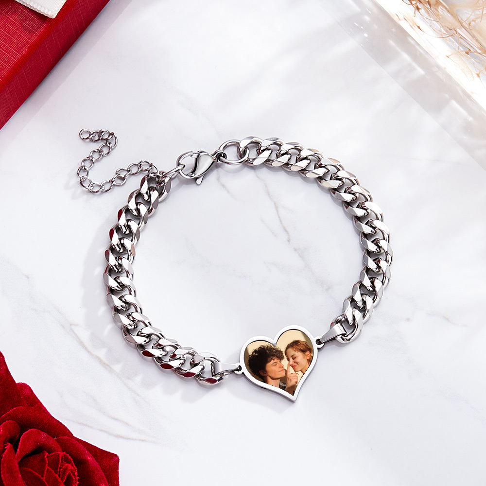 Gepersonaliseerde Temperatuurgevoelige Fotoarmband Magische Foto Herenarmband Beste Cadeau Voor Hem - SokkenFoto