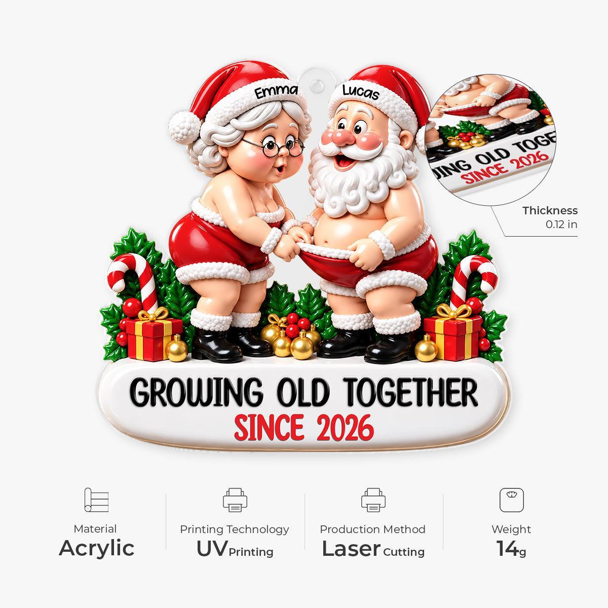 Aangepaste Santa Couple Ornament Voor Koppels - Samen Oud Worden Kerstcadeau Voor Jubileum - SokkenFoto