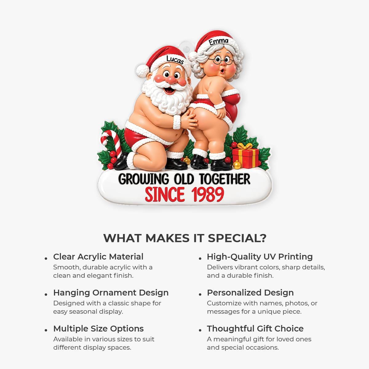 Aangepaste Grappige Houten Ornament - Gepersonaliseerde Verjaardag Kerst Huwelijksgeschenken Voor Man En Vrouw, Hem En Haar - Gezellige Kerst Met Jou - SokkenFoto