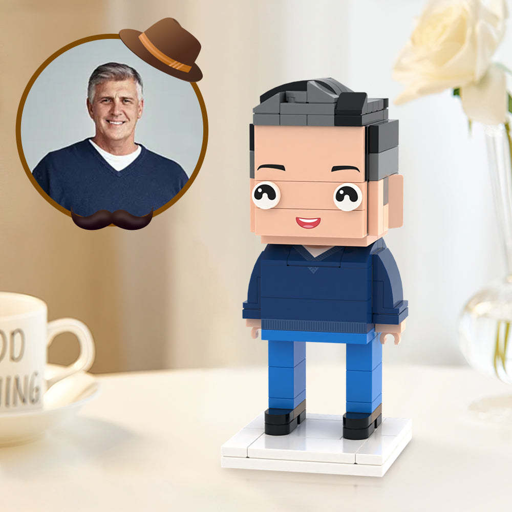 Cadeaus Voor Papa Volledig Op Maat Gemaakt 1-persoons Baksteenfiguur Aangepaste Baksteenfiguren Klein Deeltjesblokspeelgoed - SokkenFoto