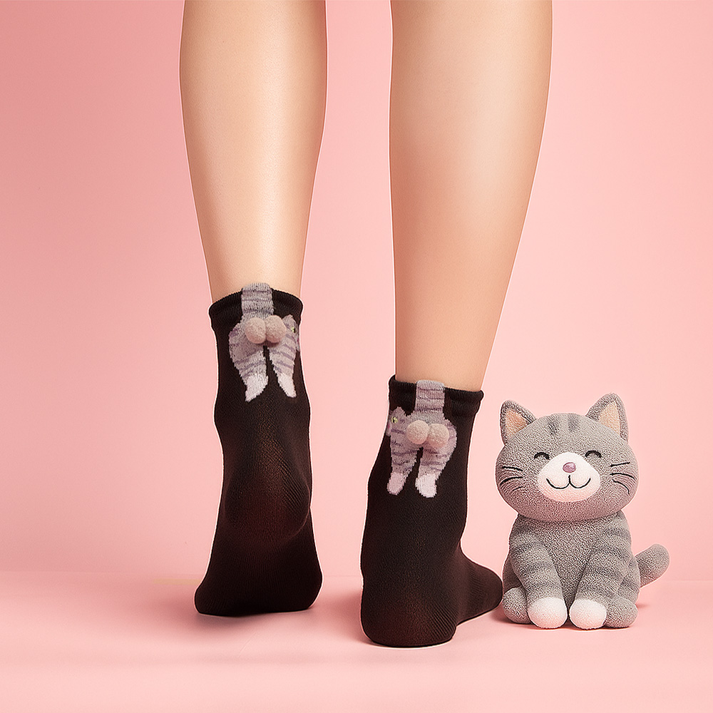 3d Kattenei-ontwerp Sokken Schattige Kawaii Dierensokken Grappig Cadeau-idee