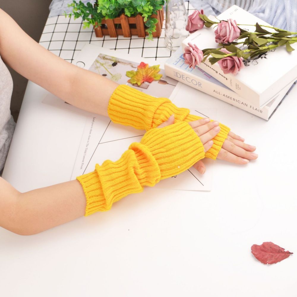 Gebreide Handschoenen Warm Halflange Effen Kleur Arm Cover - SokkenFoto