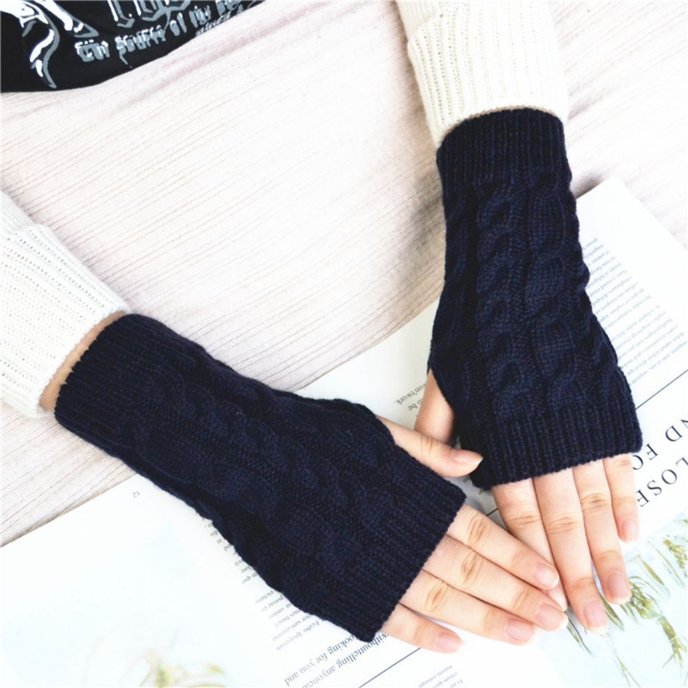 Gebreide Halfvingerhandschoenen Thermische Korte Fietshandschoenen - SokkenFoto
