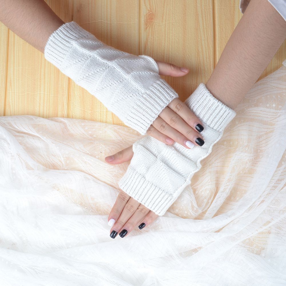 Gebreide Halfvingerhandschoenen Korte Driehoekige Blokwollen Vingerloze Handschoenen Om Warm Te Blijven - SokkenFoto