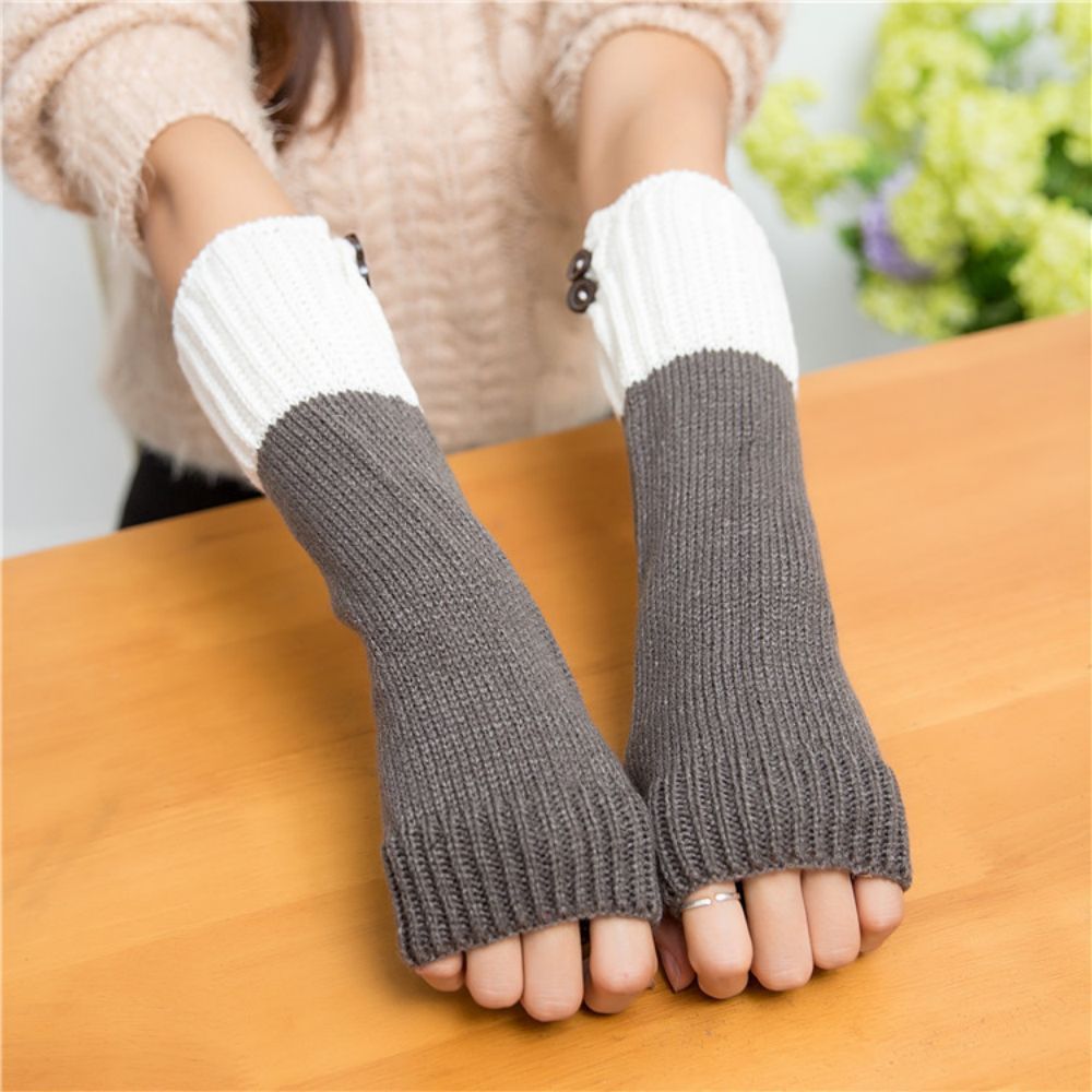 Halfvingerhandschoenen Voor Dames Colorblock Winter Warm Arm Cover - SokkenFoto