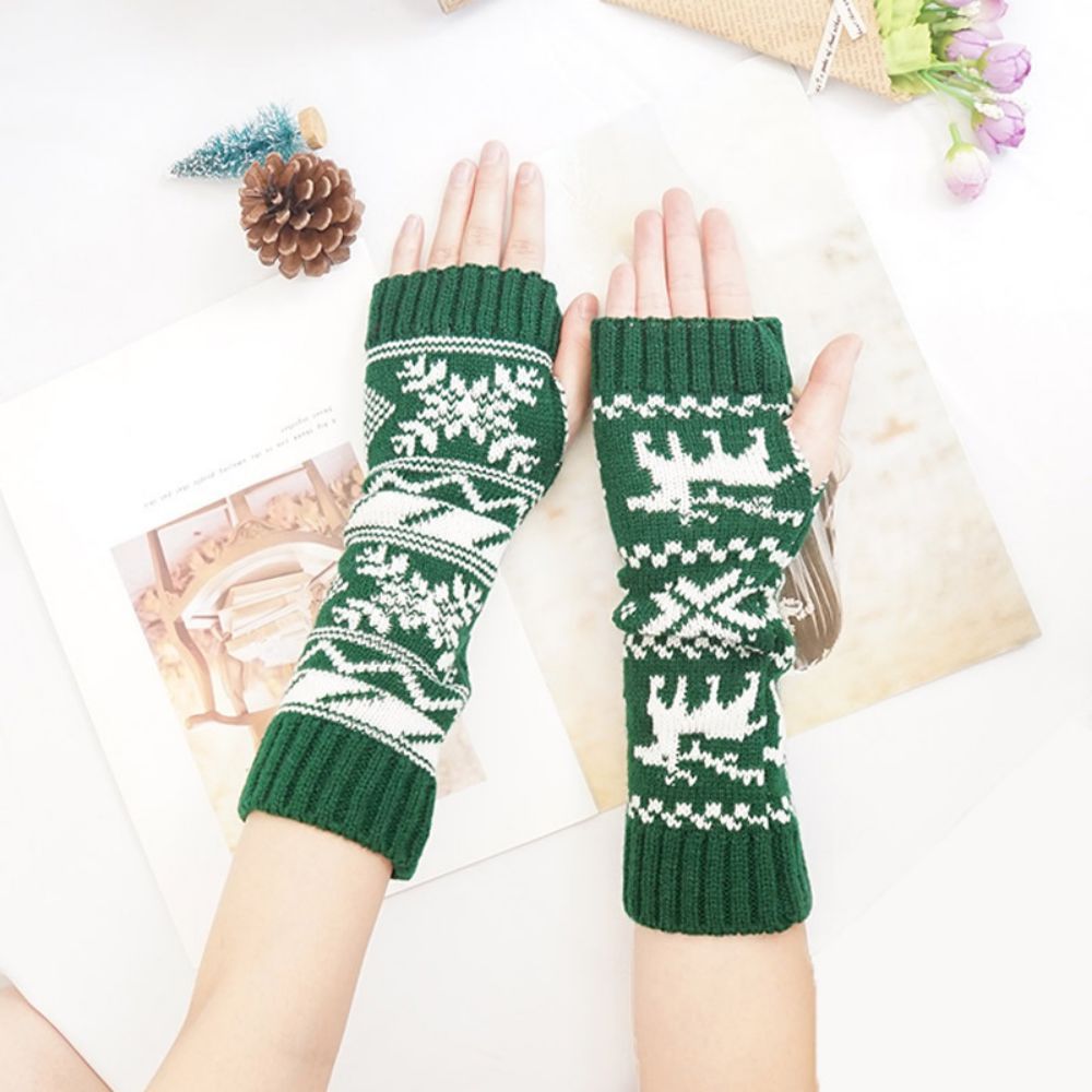 Kerst Winter Warm Arm Cover Fawn Half Finger Knit Sleeve - SokkenFoto