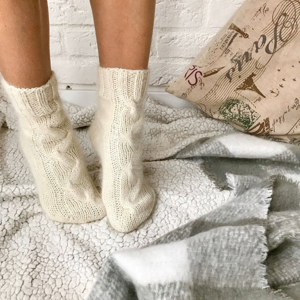 Women Winter Warm Mohair Socks Knitted Calf Socks Home Wool Socks - SokkenFoto
