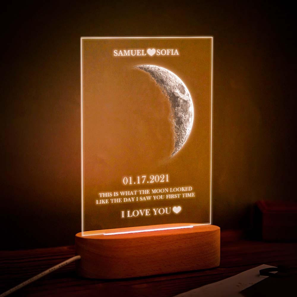 Aangepaste Maanfase En Namen Houten Frame Met Uw Tekst Moon Phase Gifts Collection - SokkenFoto
