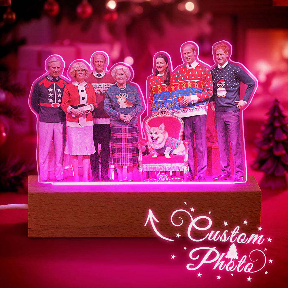 Gepersonaliseerde Fotovorm 3d Led-licht Kerstcadeau Voor Familieleden - SokkenFoto