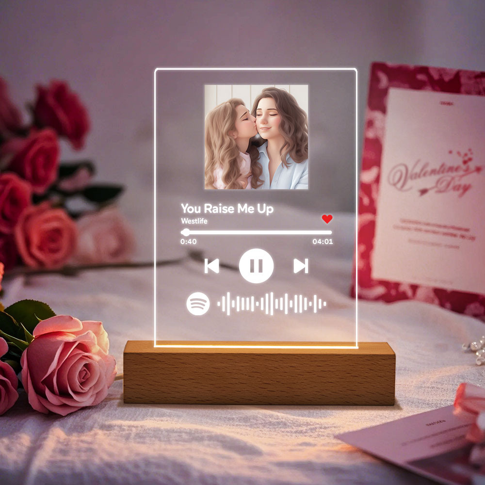 Aangepaste Foto Cartoon Song Poster Scanbare Spotify Code Acryl Muziek Plaque Nachtlampje Cadeaus Voor Haar - SokkenFoto
