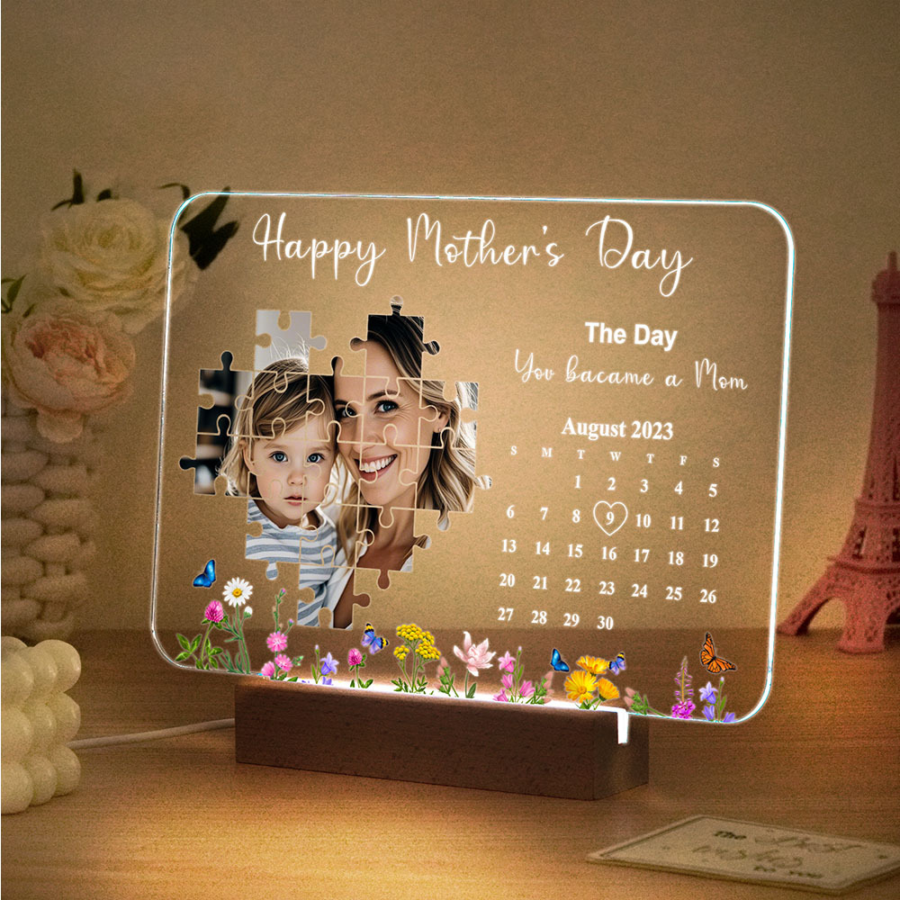 De Dag Dat Je Mijn Moeder Werd - Lichtlijstdoos - Gepersonaliseerd Cadeau Moederdagcadeaus Voor Mama - SokkenFoto