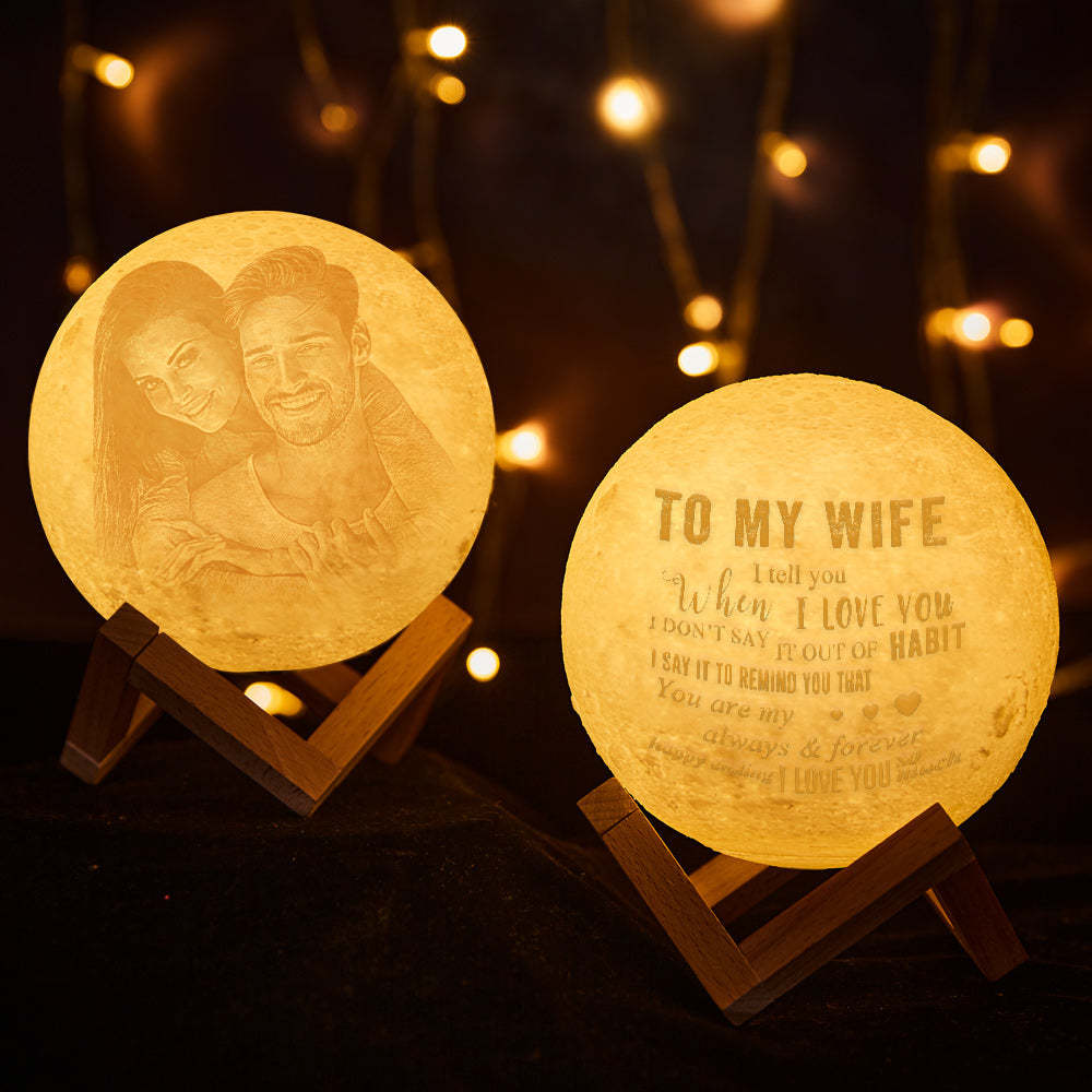 Aangepaste Maanlamp Met Aanraakbediening Voor Mijn Vrouw Jubileumcadeau Voor Vrouw - SokkenFoto