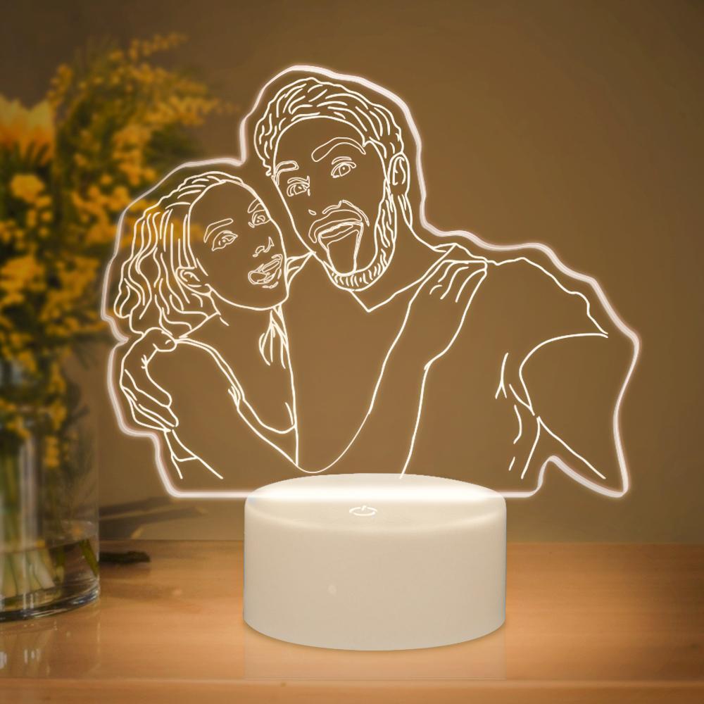 Fotolamp Gepersonaliseerde 3d Led-licht Nachtlampje Met Gegraveerd Portret Woondecoratie Beste Cadeaus - SokkenFoto