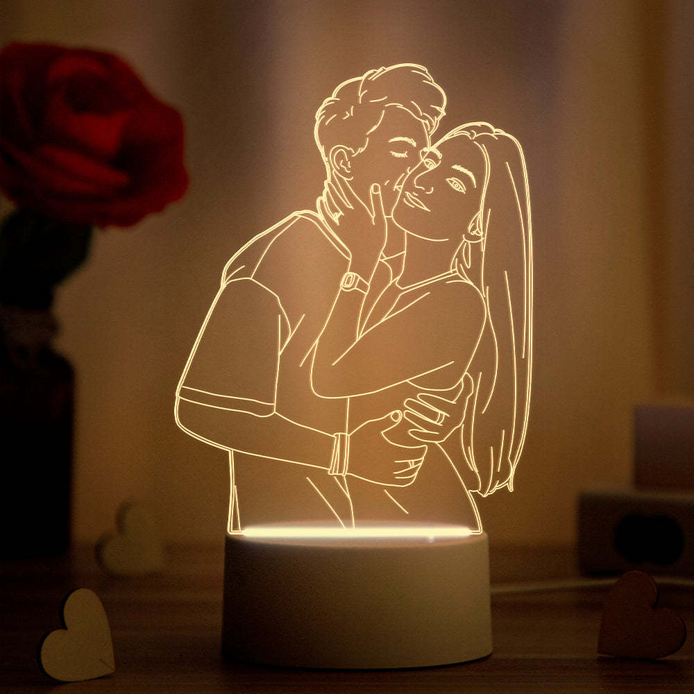 Fotolamp Gepersonaliseerde 3d Led-licht Nachtlampje Met Gegraveerd Portret Woondecoratie Beste Cadeaus - SokkenFoto