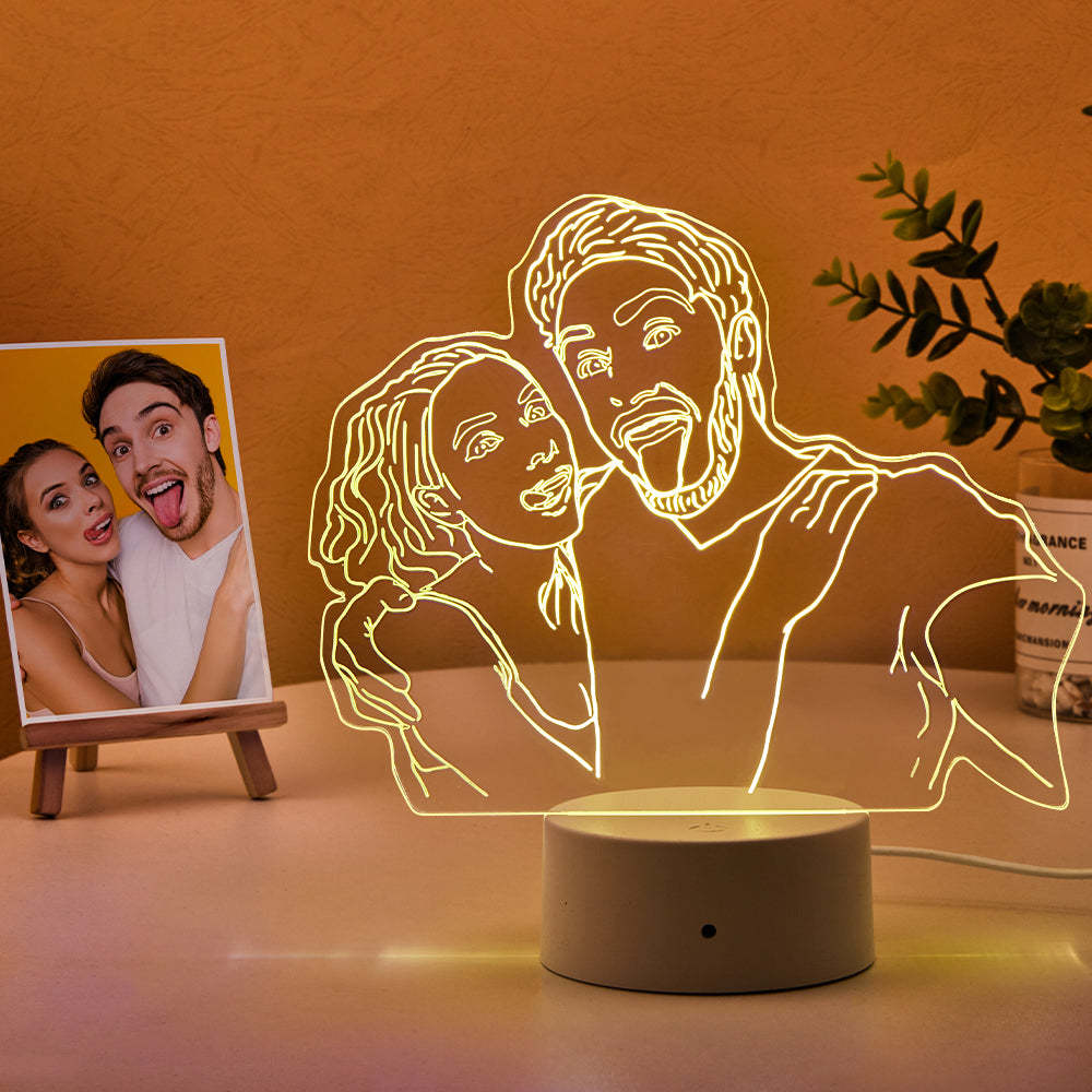Fotolamp Gepersonaliseerde 3d Led-licht Nachtlampje Met Gegraveerd Portret Woondecoratie Beste Cadeaus - SokkenFoto