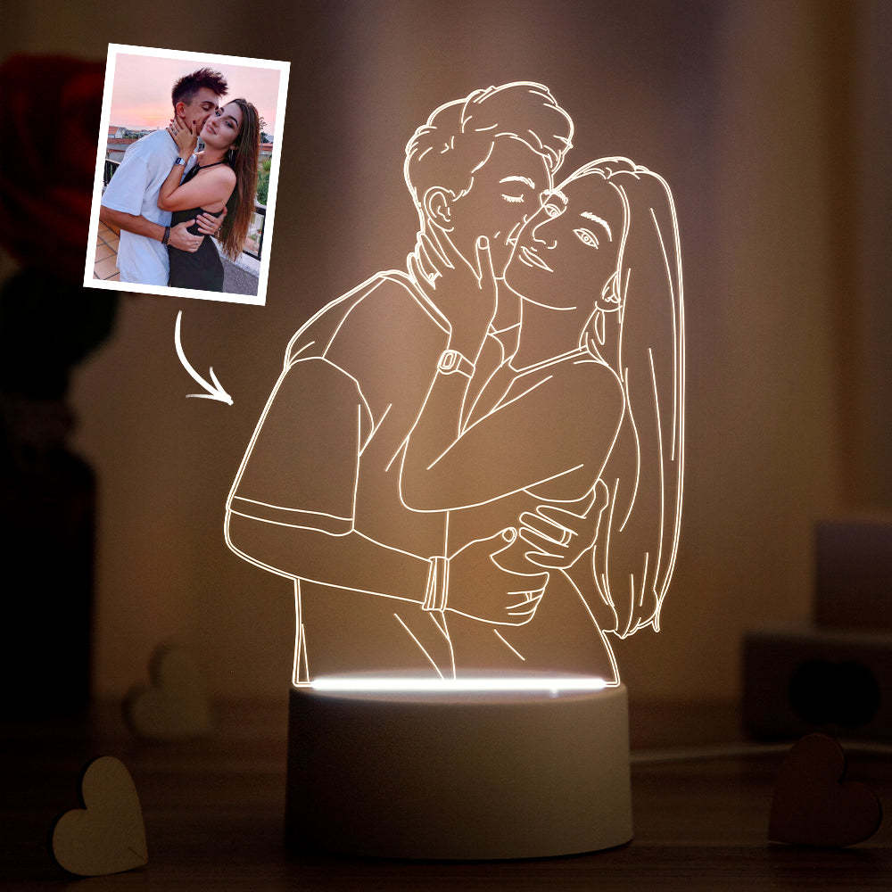 Fotolamp Gepersonaliseerde 3d Led-licht Nachtlampje Met Gegraveerd Portret Woondecoratie Beste Cadeaus - SokkenFoto