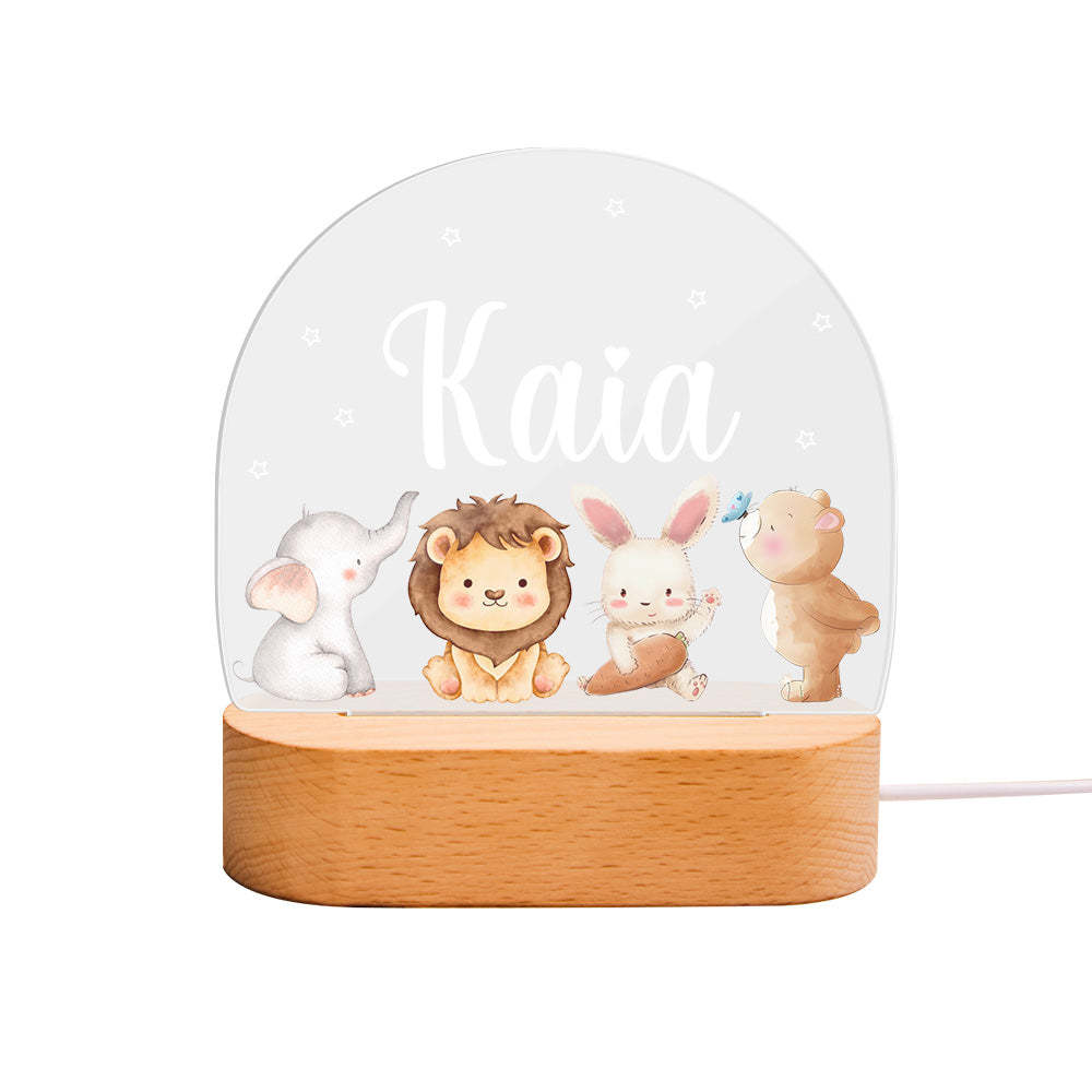 Gepersonaliseerde Naam Schattige Dieren Nachtlampje Aangepaste Naam Kinderkamer Lamp Cadeau Voor Kinderen - SokkenFoto