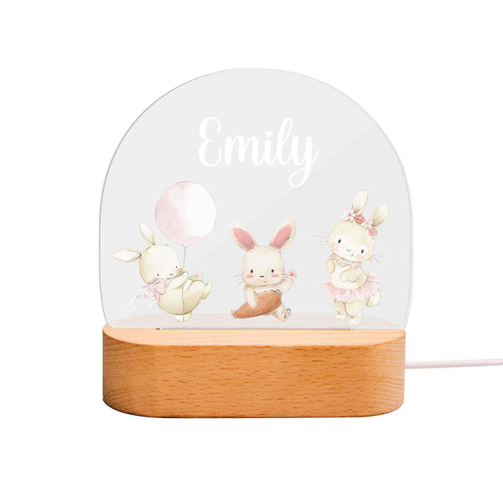 Gepersonaliseerde Naam Schattig Konijn Nachtlampje Aangepaste Naam Kinderkamer Lamp Cadeau Voor Kinderen - SokkenFoto