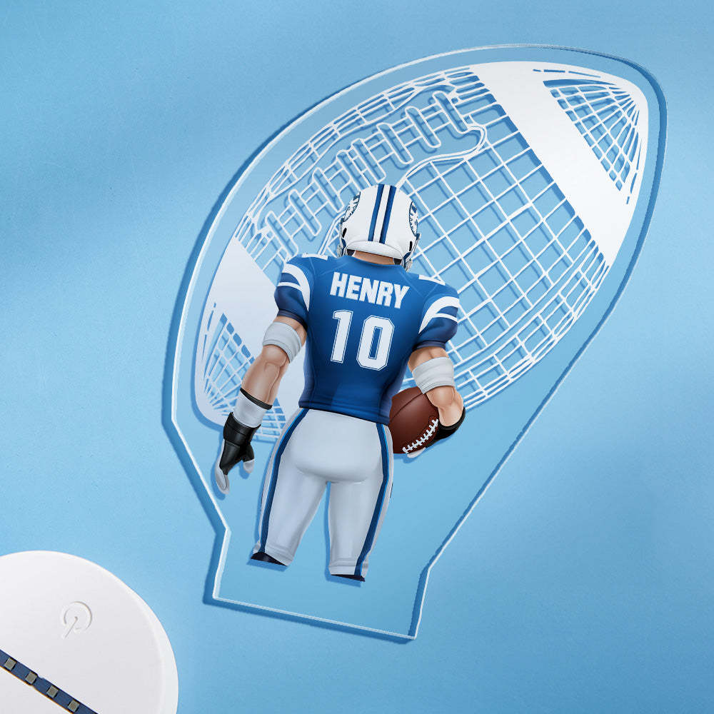 Aangepaste American Football-speler Gepersonaliseerde Naam En Nummer 3d Led-licht Multi Color Base - SokkenFoto