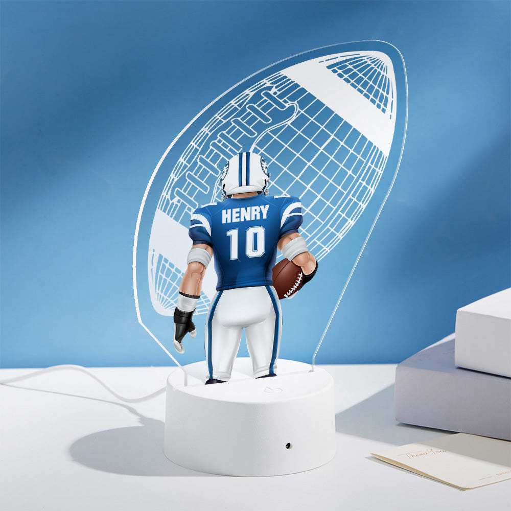 Aangepaste American Football-speler Gepersonaliseerde Naam En Nummer 3d Led-licht Multi Color Base - SokkenFoto