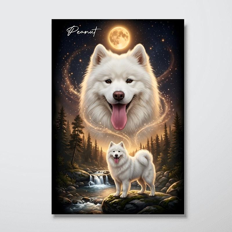 Hond Die Naar De Maan Huilt - Gepersonaliseerde Poster - Cadeau Voor Honden- En Kattenliefhebbers, Herdenkingscadeau Voor Huisdieren - SokkenFoto