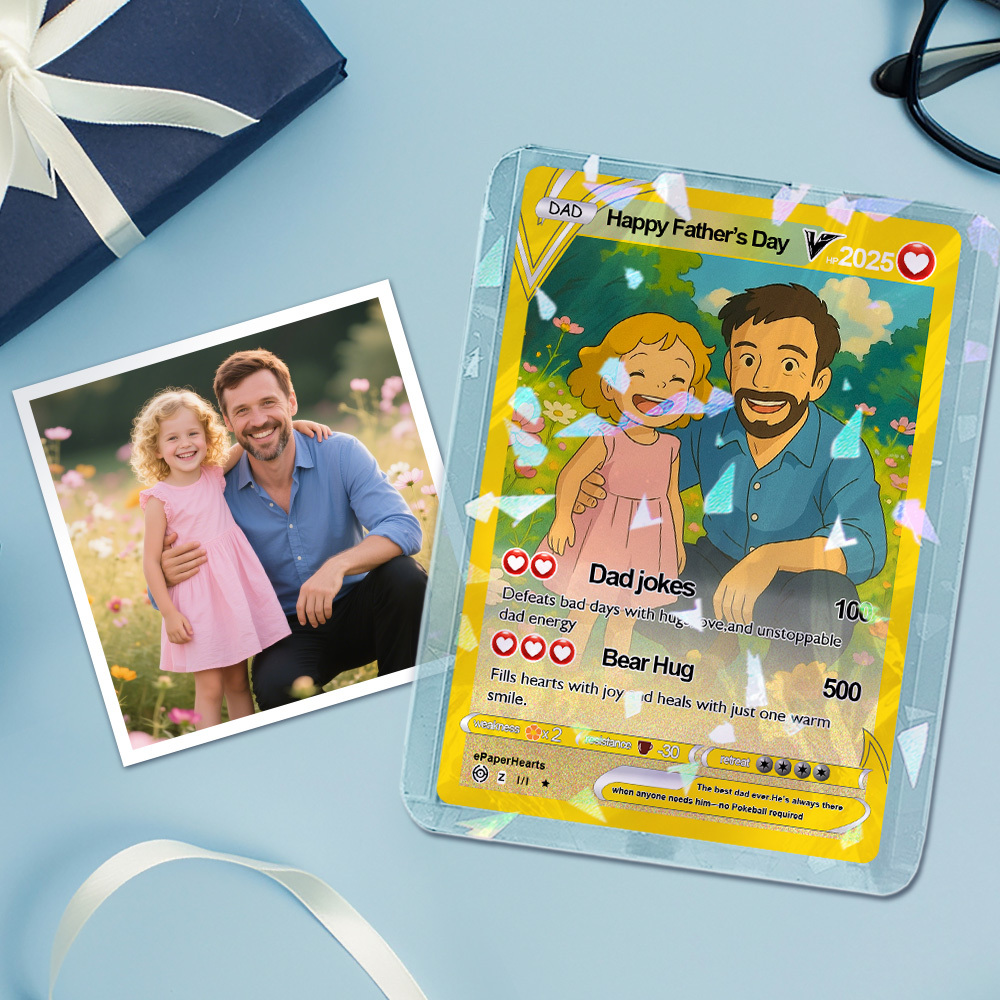 Gepersonaliseerde Poke-kaart, Cadeau Voor Papa, Vaderdagcadeau, Gepersonaliseerd Poke-cadeau Voor Koppels - SokkenFoto