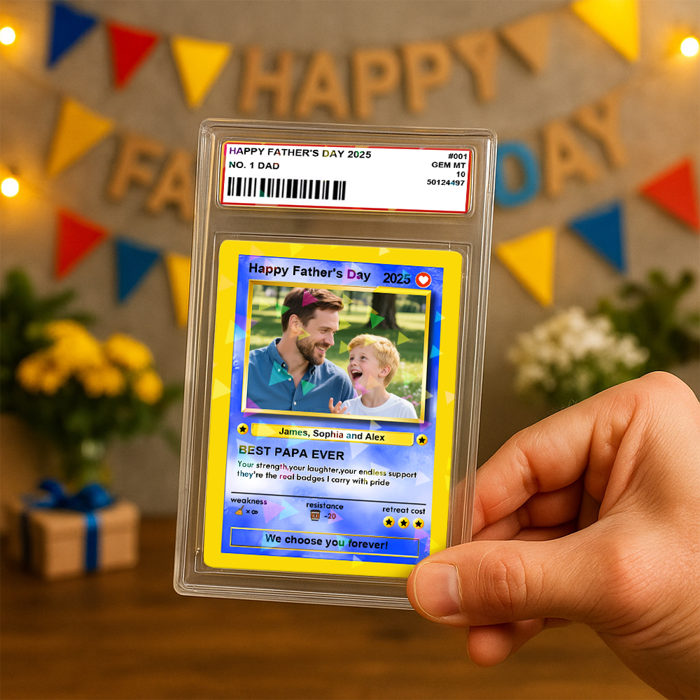 Gepersonaliseerde Stropdas-prikkaart Voor Vader, Retro-cartoon-geïnspireerd Mini-cadeau Voor Vader, Foto-tekst-prikkaart - SokkenFoto