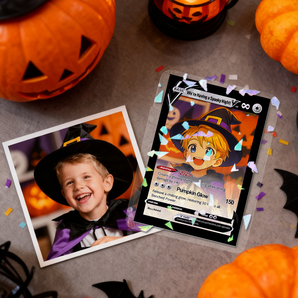 Gepersonaliseerde Halloween-ruilkaart Verander Uw Huisdier In Een Griezelige Pokémon-kaart Gepersonaliseerd Halloween-cadeau Voor Huisdieren - SokkenFoto