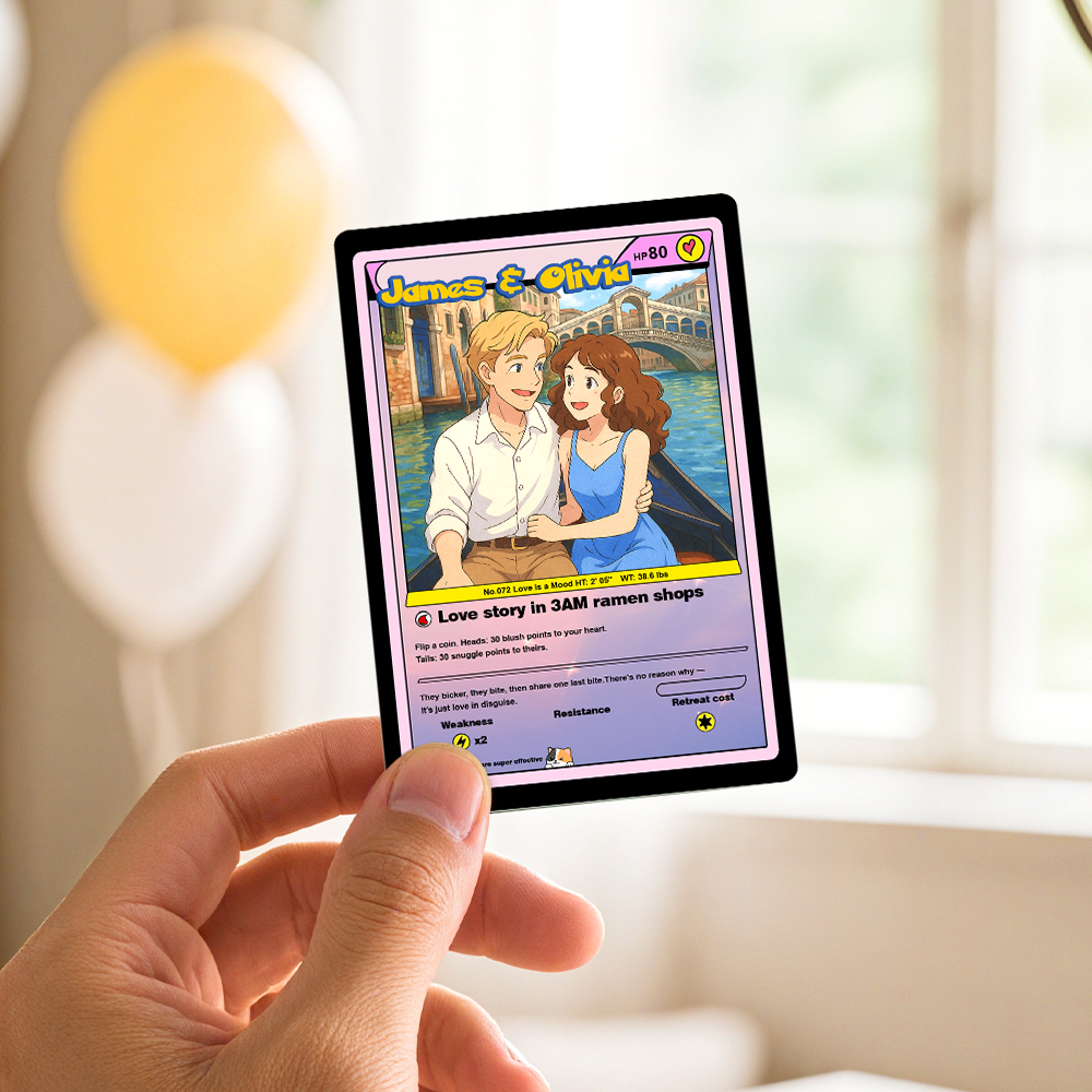 Gepersonaliseerde Anime Acrylkaart Als Liefdescadeau Voor Een Jubileum, Valentijnsdag Of Verjaardag