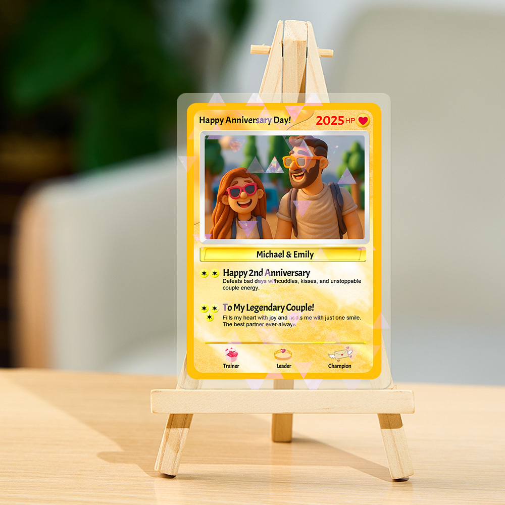 Gepersonaliseerde Cartoon-stijl Koppelkaart Gepersonaliseerde Pokémon-kaart Als Jubileumcadeau, Verjaardagsherinnering Voor Vriend Of Vriendin - SokkenFoto
