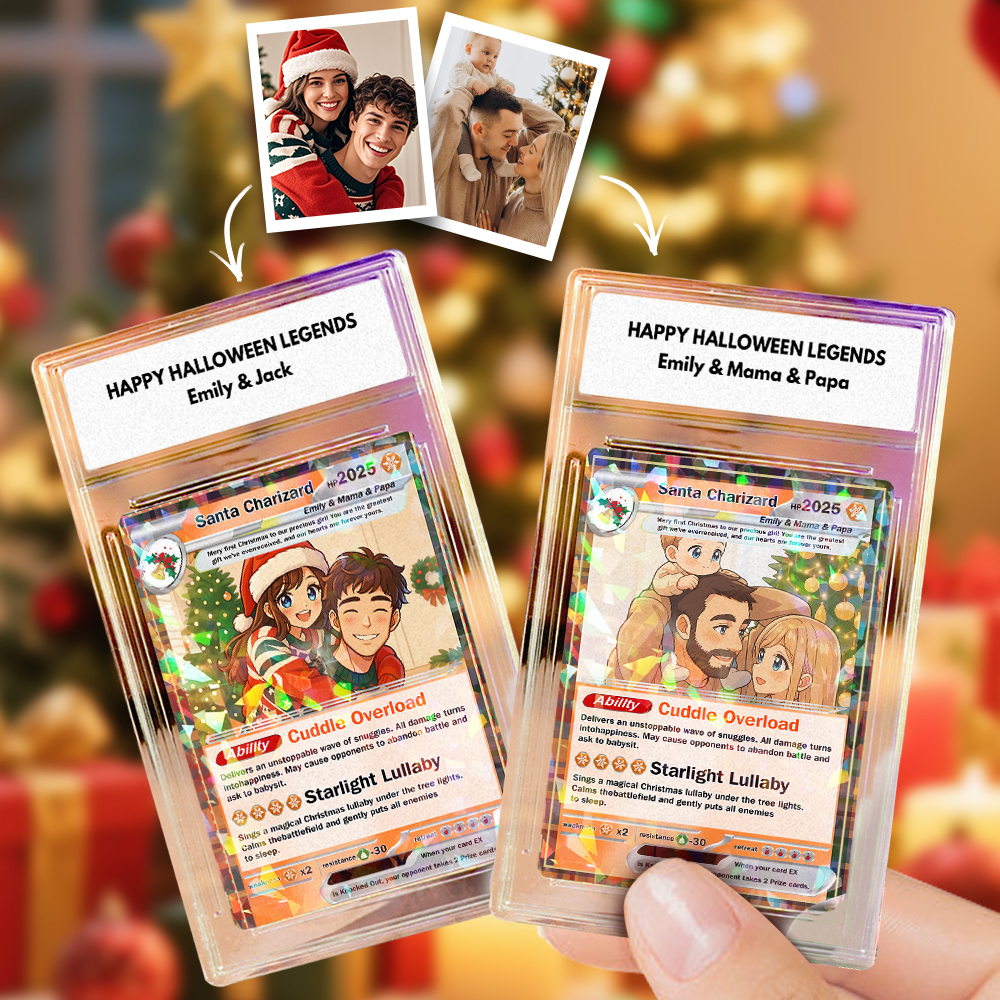 Gepersonaliseerde Halloween- En Kerstkaart Voor Koppels – Gepersonaliseerde Cartoon-ruilkaart Met Foto En Naam, Uniek Vakantiecadeau Voor Hem En Haar - SokkenFoto