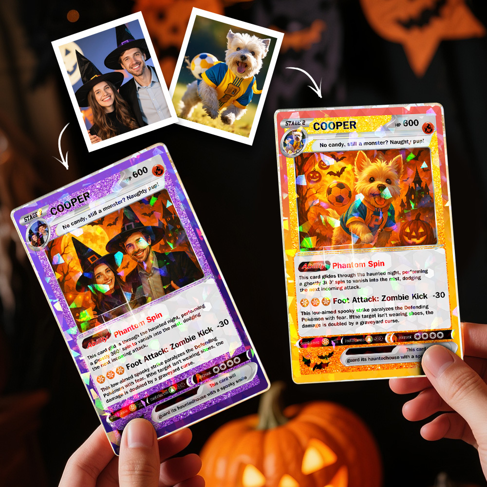 Gepersonaliseerde Halloween- En Kerstkaart Voor Koppels – Gepersonaliseerde Cartoon-ruilkaart Met Foto En Naam, Uniek Vakantiecadeau Voor Hem En Haar - SokkenFoto