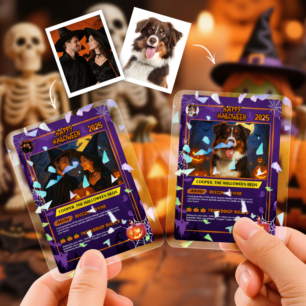 Gepersonaliseerde Halloween- En Kerstkaart Voor Koppels – Gepersonaliseerde Cartoon-ruilkaart Met Foto En Naam, Uniek Vakantiecadeau Voor Hem En Haar - SokkenFoto