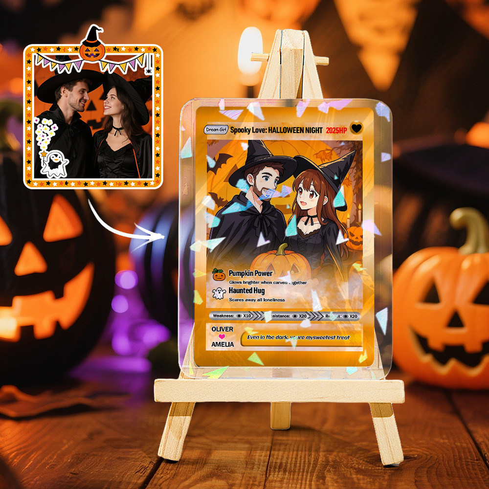 Gepersonaliseerde Halloween- En Kerstkaart Voor Koppels – Gepersonaliseerde Cartoon-ruilkaart Met Foto En Naam, Uniek Vakantiecadeau Voor Hem En Haar - SokkenFoto
