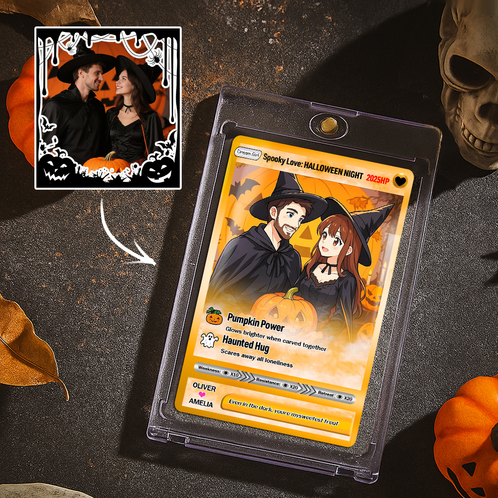 Gepersonaliseerde Halloween- En Kerstkaart Voor Koppels – Gepersonaliseerde Cartoon-ruilkaart Met Foto En Naam, Uniek Vakantiecadeau Voor Hem En Haar - SokkenFoto