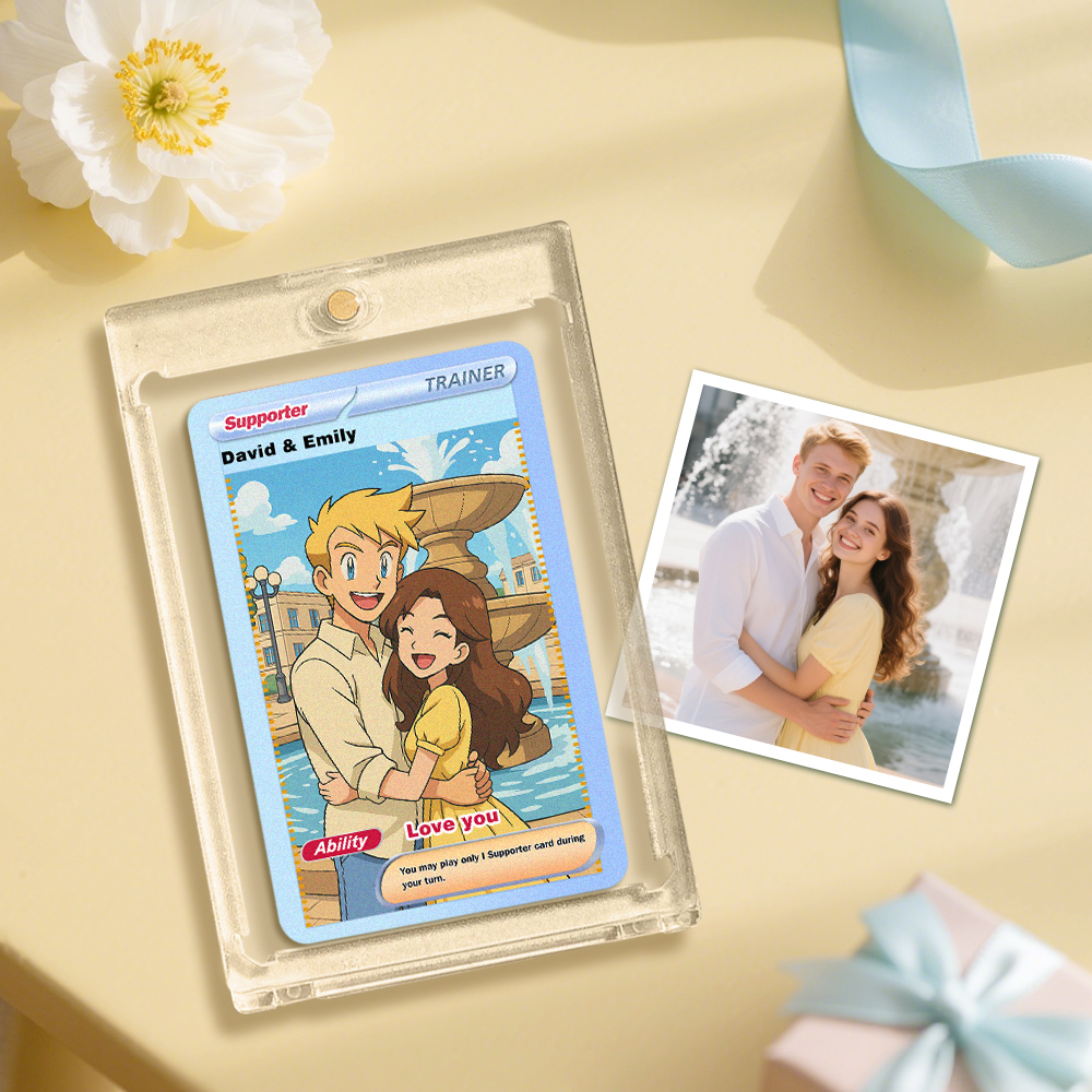 Gepersonaliseerde Anime-gamekaart Met Uw Foto En Naam | Uniek Cadeau Voor Fans En Koppels | Kerstcadeaus - SokkenFoto