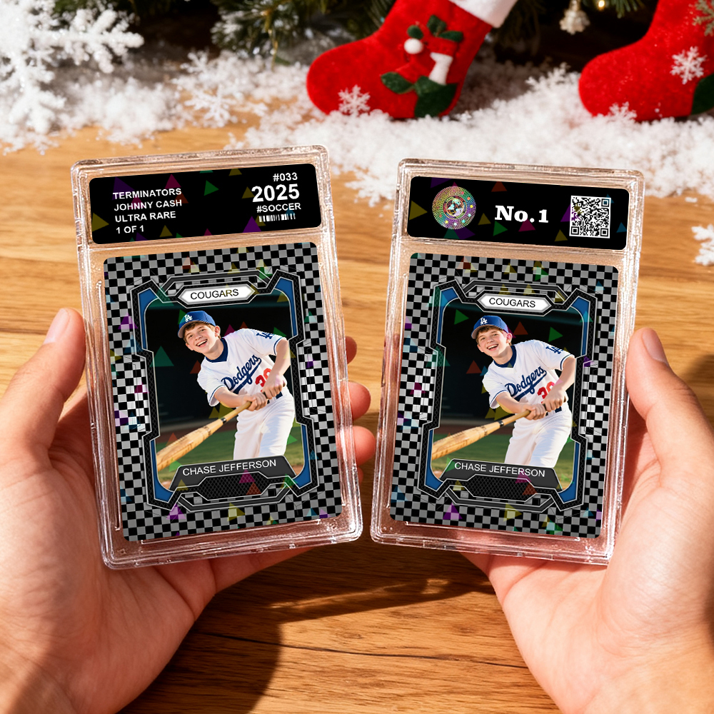 Gepersonaliseerde Sportkaart Voor Kinderen Gepersonaliseerde Portretkaart Met Teamnaam Geweldig Cadeau-idee Voor Atleten Kerstcadeau - SokkenFoto