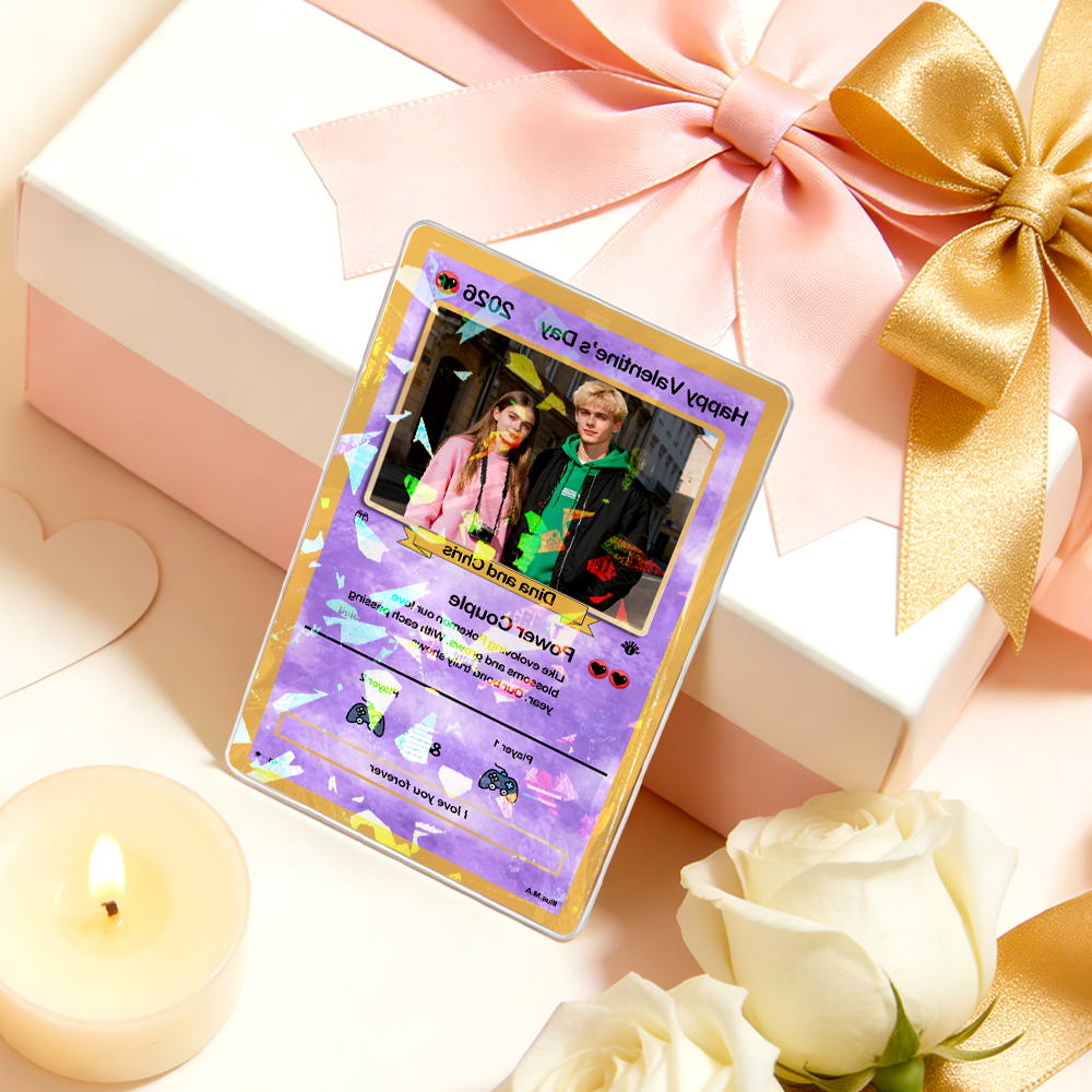 Gepersonaliseerde Valentijnskaart Voor Een Powerkoppel, Op Maat Gemaakte Jubileumkaart Met Foto Van Het Stel In Anime-stijl, Het Beste Valentijnscadeau Voor Je Geliefde - SokkenFoto