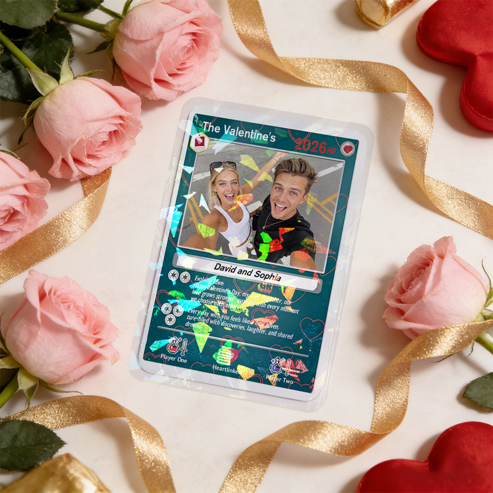 Gepersonaliseerde Valentijnskaart Voor Een Powerkoppel, Op Maat Gemaakte Jubileumkaart Met Foto Van Het Stel In Anime-stijl, Het Beste Valentijnscadeau Voor Je Geliefde - SokkenFoto