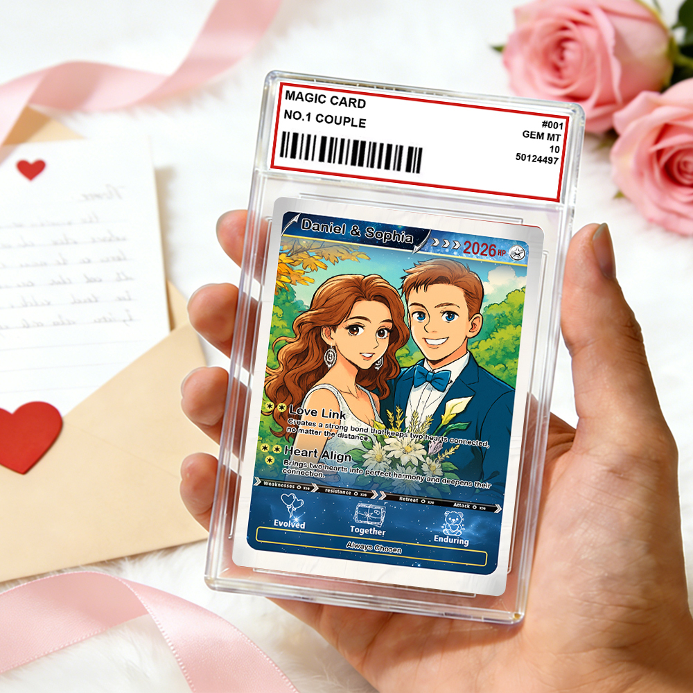 Gepersonaliseerde Valentijnskaart Voor Een Powerkoppel, Op Maat Gemaakte Jubileumkaart Met Foto Van Het Stel In Anime-stijl, Het Beste Valentijnscadeau Voor Je Geliefde - SokkenFoto