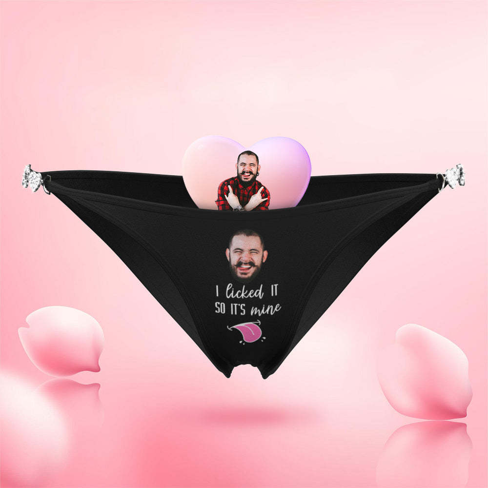 Aangepaste Gezicht Ketting Gekoppeld Solide Panty Gepersonaliseerd Ik Likte Het Thong Valentijnsdag Geschenk - SokkenFoto
