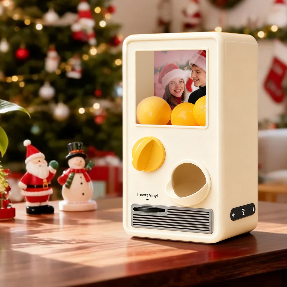 (pre-sale, Verzending Op 25/10) Gepersonaliseerde Muziek- En Fotomuziekgachaponmachine, Aangepaste Liedjesminiplatenbox, Retro Kerstcadeaus Voor Haar - SokkenFoto