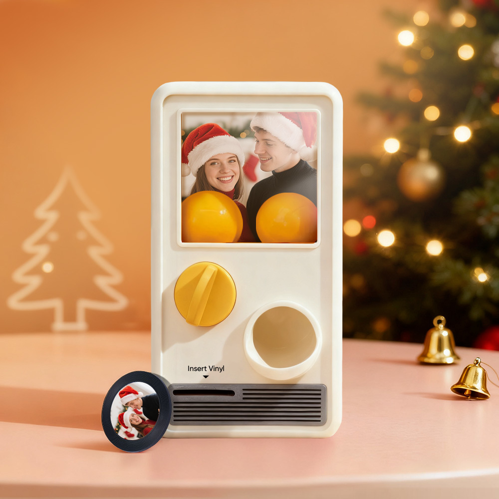 (pre-sale, Verzending Op 25/10) Gepersonaliseerde Muziek- En Fotomuziekgachaponmachine, Aangepaste Liedjesminiplatenbox, Retro Kerstcadeaus Voor Haar - SokkenFoto