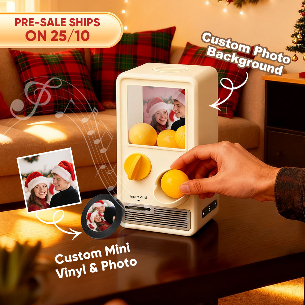 (pre-sale, Verzending Op 25/10) Gepersonaliseerde Muziek- En Fotomuziekgachaponmachine, Aangepaste Liedjesminiplatenbox, Retro Kerstcadeaus Voor Haar - SokkenFoto