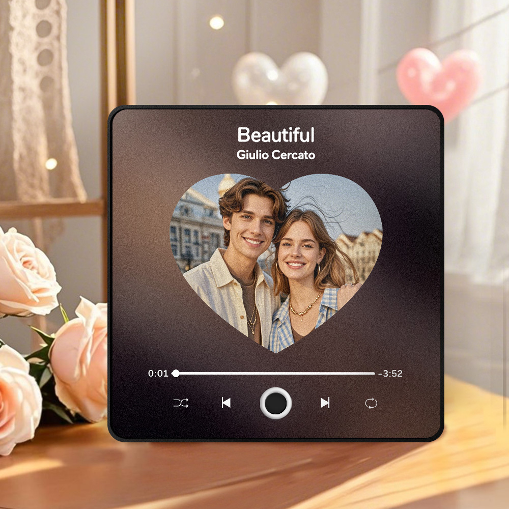 Aangepaste Fotoalbum Muziek Koelkastmagneet Hart Foto Aangepaste Telefoon Muziek Koelkastmagneet Pro Valentijn Cadeau Voor Koppel - SokkenFoto