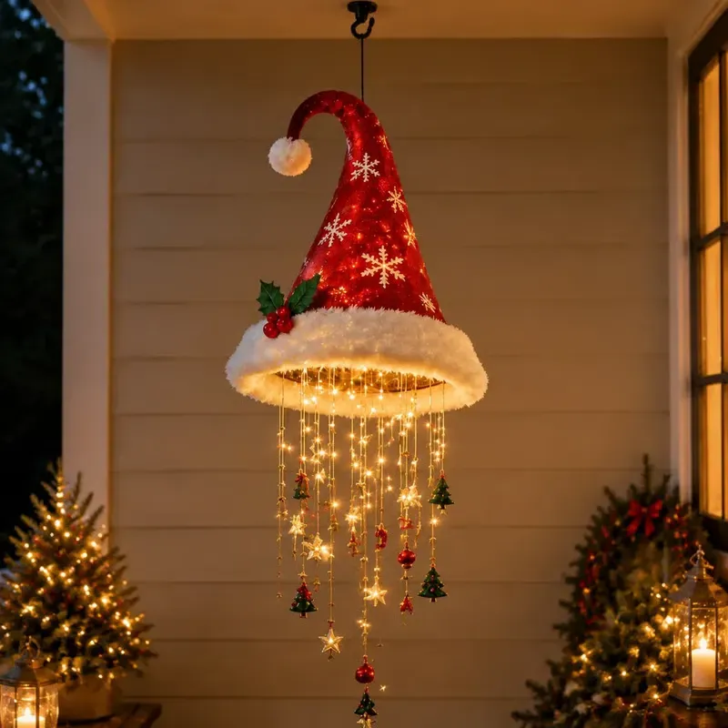 LED-verlichte Heksenhoed Als Hangend Ornament - Gloeiende Halloween-feestdecoratie - SokkenFoto