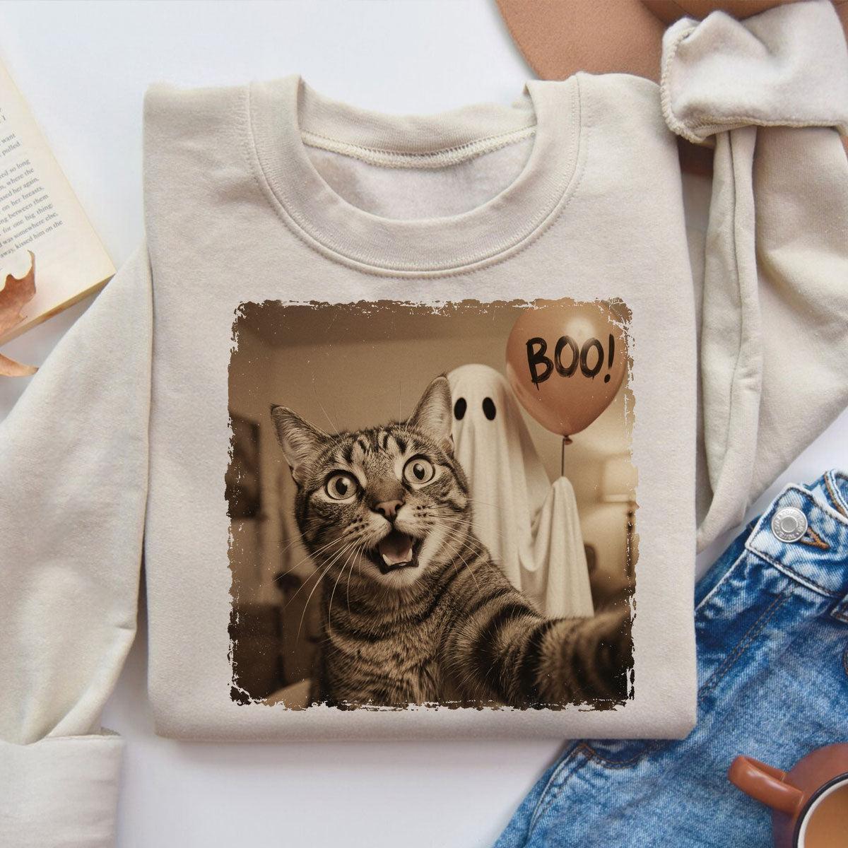 Gepersonaliseerde Halloween-shirt Met Foto Van Hond Of Kat - Trendy Vintage Griezelshirt Voor Huisdierliefhebbers - SokkenFoto