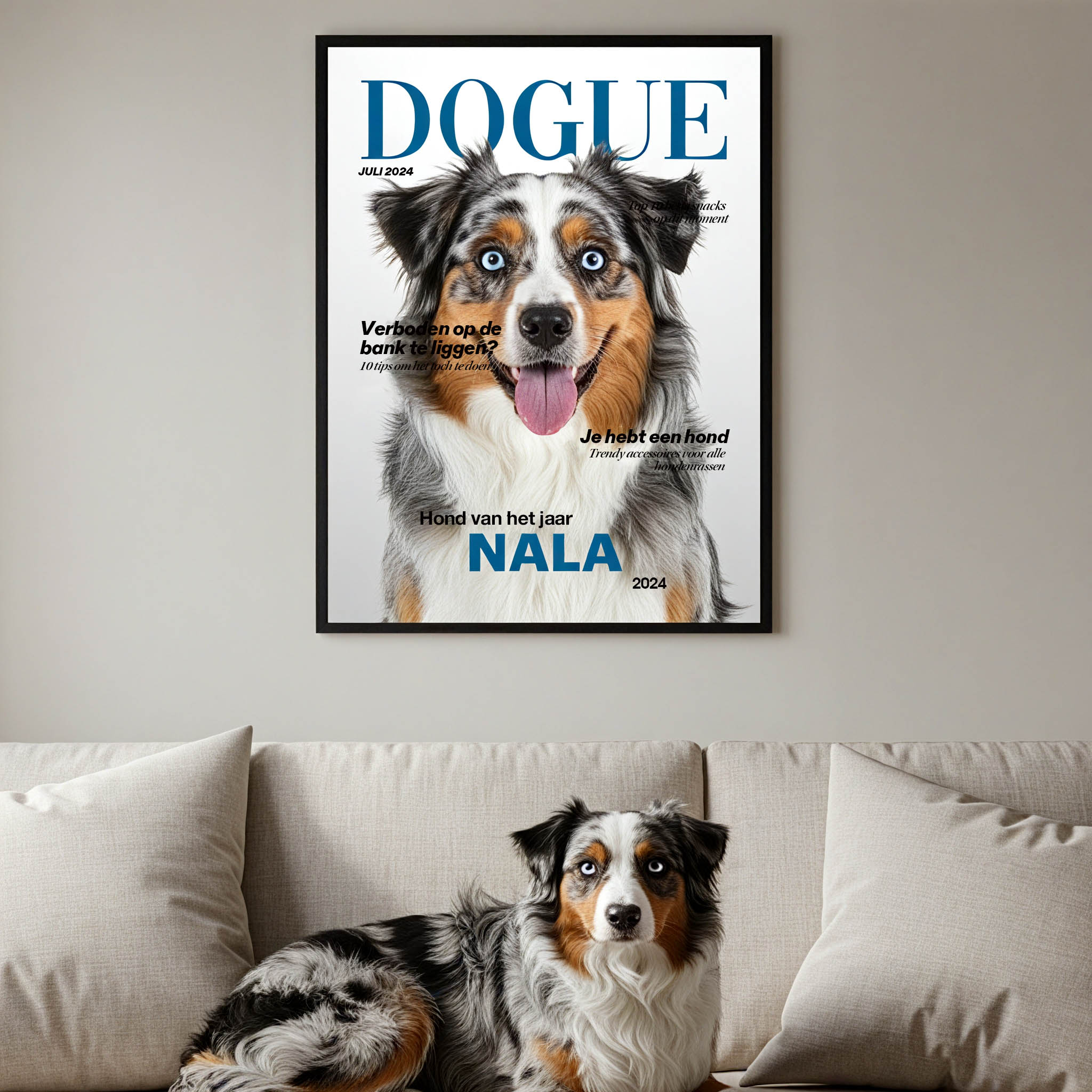 Gepersonaliseerde Huisdierfoto En Namen Houten Frame Gepersonaliseerde Hondentijdschriftposter Gepersonaliseerd Fotocadeau Voor Dierenliefhebbers